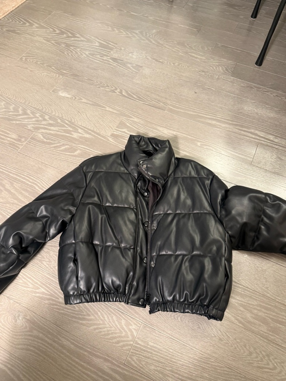 Zara Black Faux Leather Jacket with Dark Purple Lining